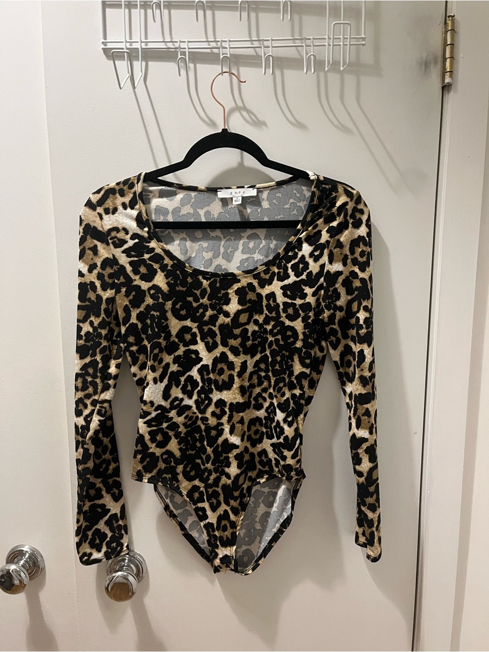 gaze Leopard Print Bodysuit - Black & Tan